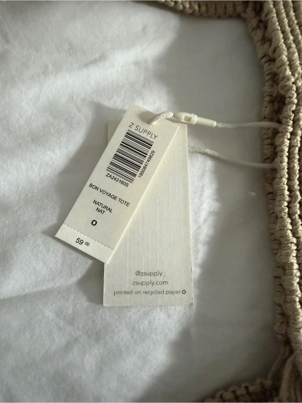 NWT - Z Supply Neutral Crochet Tote - Bon Voyage